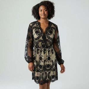 Eilly Bazar Black Lace Dress With Beige Underlay 10‎